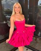 Unique Skater Taffeta Beaded Ruffle Homecoming Dresses