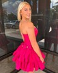 Unique Skater Taffeta Beaded Ruffle Homecoming Dresses
