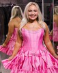 Unique Skater Taffeta Beaded Ruffle Homecoming Dresses