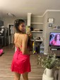 Unique Orange Fitted Satin Cowl Neck Homecoming Dresses