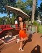 Unique Orange Fitted Satin Cowl Neck Homecoming Dresses
