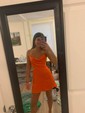 Unique Orange Fitted Satin Cowl Neck Homecoming Dresses