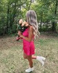Unique Orange Fitted Satin Cowl Neck Homecoming Dresses