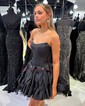 Unique Skater Taffeta Beaded Ruffle Homecoming Dresses