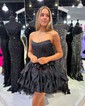 Unique Skater Taffeta Beaded Ruffle Homecoming Dresses