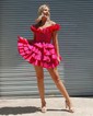 Unique Skater Taffeta Tiered Ruffle Homecoming Dresses