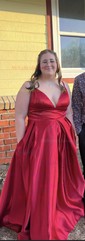 Ball Gown V-neck Satin Prom Dresses With Floor-length