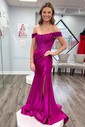 Mermaid Off-the-shoulder Satin Corset Prom Dresses With Appliques