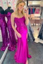Mermaid Off-the-shoulder Satin Corset Prom Dresses With Appliques