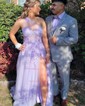 Ball Gown One Shoulder Tulle Cut Out Prom Dresses With Floral