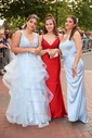Princess V-neck Tulle Ruffle Prom Dresses With Appliques
