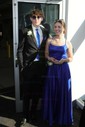 A-line Scoop Neck Satin Prom Dresses With Ruched