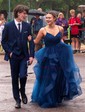 Princess V-neck Tulle Ruffle Prom Dresses