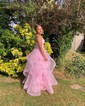 Princess V-neck Tulle Ruffle Prom Dresses