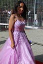Princess Scoop Neck Tulle Prom Dresses With Appliques