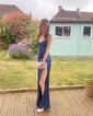 Sheath/Column Sweetheart Satin Corset Prom Dresses With Ruched