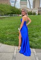 Sheath/Column Sweetheart Satin Corset Prom Dresses With Ruched