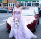 Princess V-neck Tulle Ruffle Prom Dresses