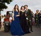 Ball Gown V-neck Tulle Corset Prom Dresses With Appliques