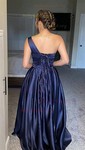 Ball Gown One Shoulder Satin Prom Dresses With Ruched