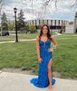 Sheath/Column V-neck Sparkly Sequin Prom Dresses