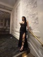 Sheath/Column V-neck Satin Prom Dresses With Appliques