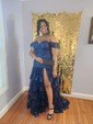 Sheath/Column Off-the-shoulder Sequin Tiered Prom Dresses