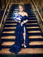 Sheath/Column Off-the-shoulder Sequin Tiered Prom Dresses