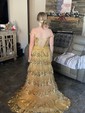 Ball Gown Off-the-shoulder Sequin Tiered Prom Dresses