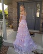 Ball Gown Off-the-shoulder Sequin Tiered Prom Dresses