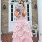Ball Gown Off-the-shoulder Sequin Tiered Prom Dresses