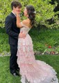 Ball Gown Off-the-shoulder Sequin Tiered Prom Dresses