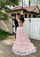 Ball Gown Off-the-shoulder Sequin Tiered Prom Dresses