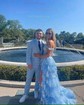 Ball Gown Off-the-shoulder Sequin Tiered Prom Dresses