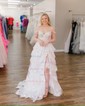 Ball Gown Off-the-shoulder Sequin Tiered Prom Dresses