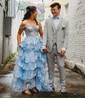 Ball Gown Off-the-shoulder Sequin Tiered Prom Dresses