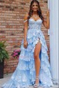 Ball Gown Off-the-shoulder Sequin Tiered Prom Dresses