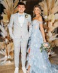Ball Gown Off-the-shoulder Sequin Tiered Prom Dresses