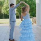 Ball Gown Off-the-shoulder Sequin Tiered Prom Dresses