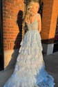 Ball Gown Off-the-shoulder Sequin Tiered Prom Dresses