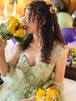 Ball Gown Square Neck Tulle Floral Prom Dresses With Butterfly