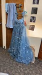 Ball Gown Square Neck Tulle Floral Prom Dresses With Butterfly