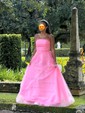 Princess Strapless Tulle Ruffle Prom Dresses