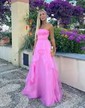 Princess Strapless Tulle Ruffle Prom Dresses