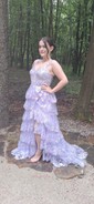 Ball Gown Sweetheart Tulle Tiered Prom Dresses With Appliques