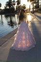 Ball Gown Sweetheart Tulle Tiered Prom Dresses With Appliques