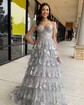 Ball Gown Sweetheart Tulle Tiered Prom Dresses With Appliques