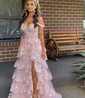 Ball Gown Sweetheart Tulle Tiered Prom Dresses With Appliques