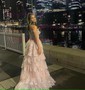 Ball Gown Sweetheart Tulle Tiered Prom Dresses With Appliques
