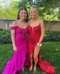 Sheath/Column V-neck Sparkly Sequin Prom Dresses With Appliques